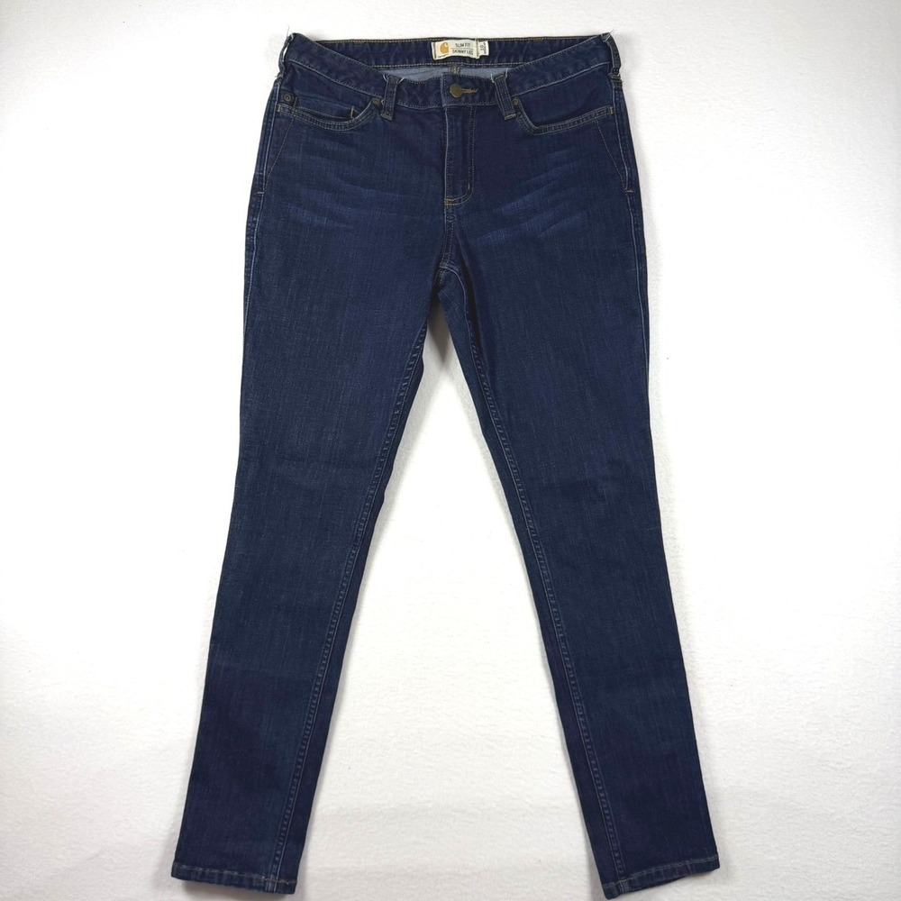 Carhartt Slim Fit Skinny Leg Jeans Womens 10 Regular Dark Wash Denim 102734 464